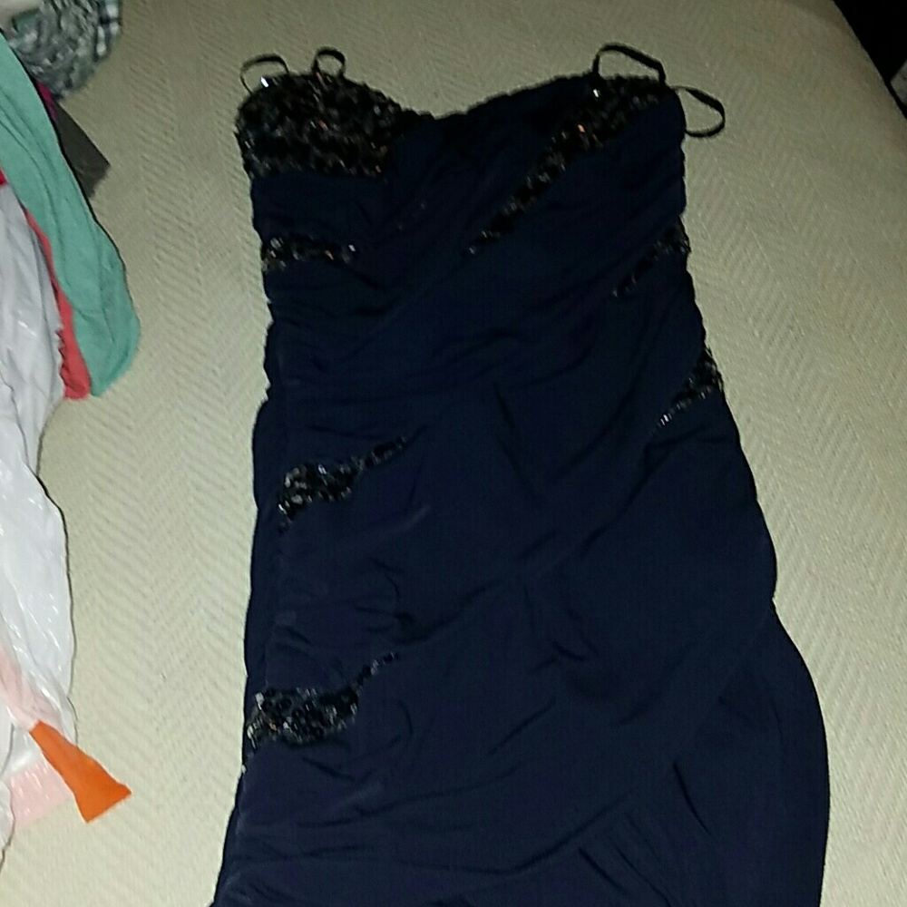 Navy and sliver sequins formal dress