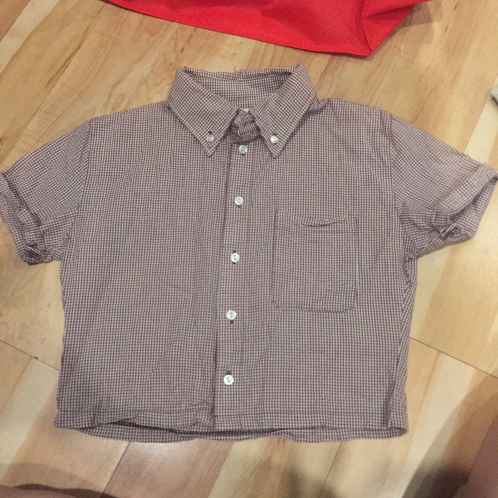 Plaid Cropped Button-Up