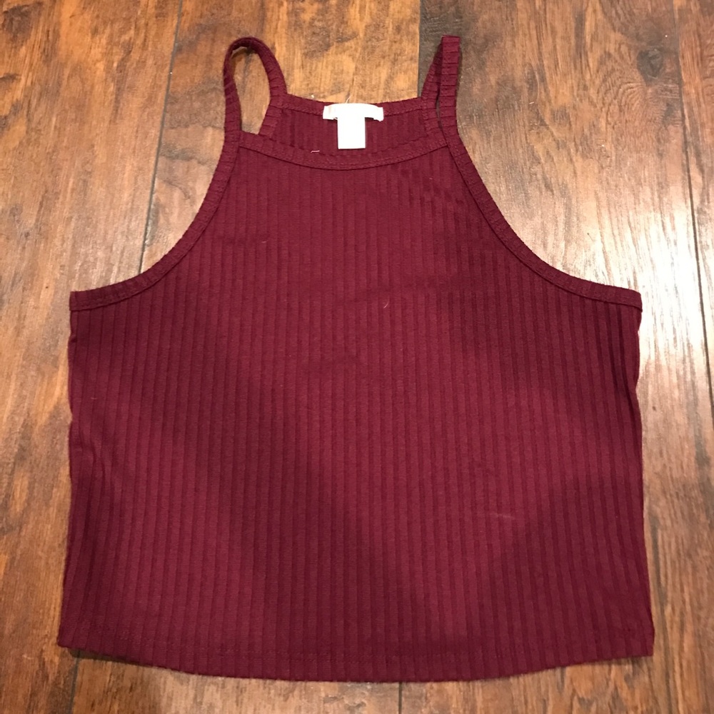 maroon strap crop top