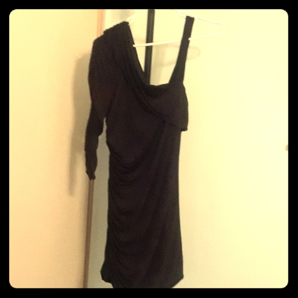 Large Black Silk Ruffley Dress
