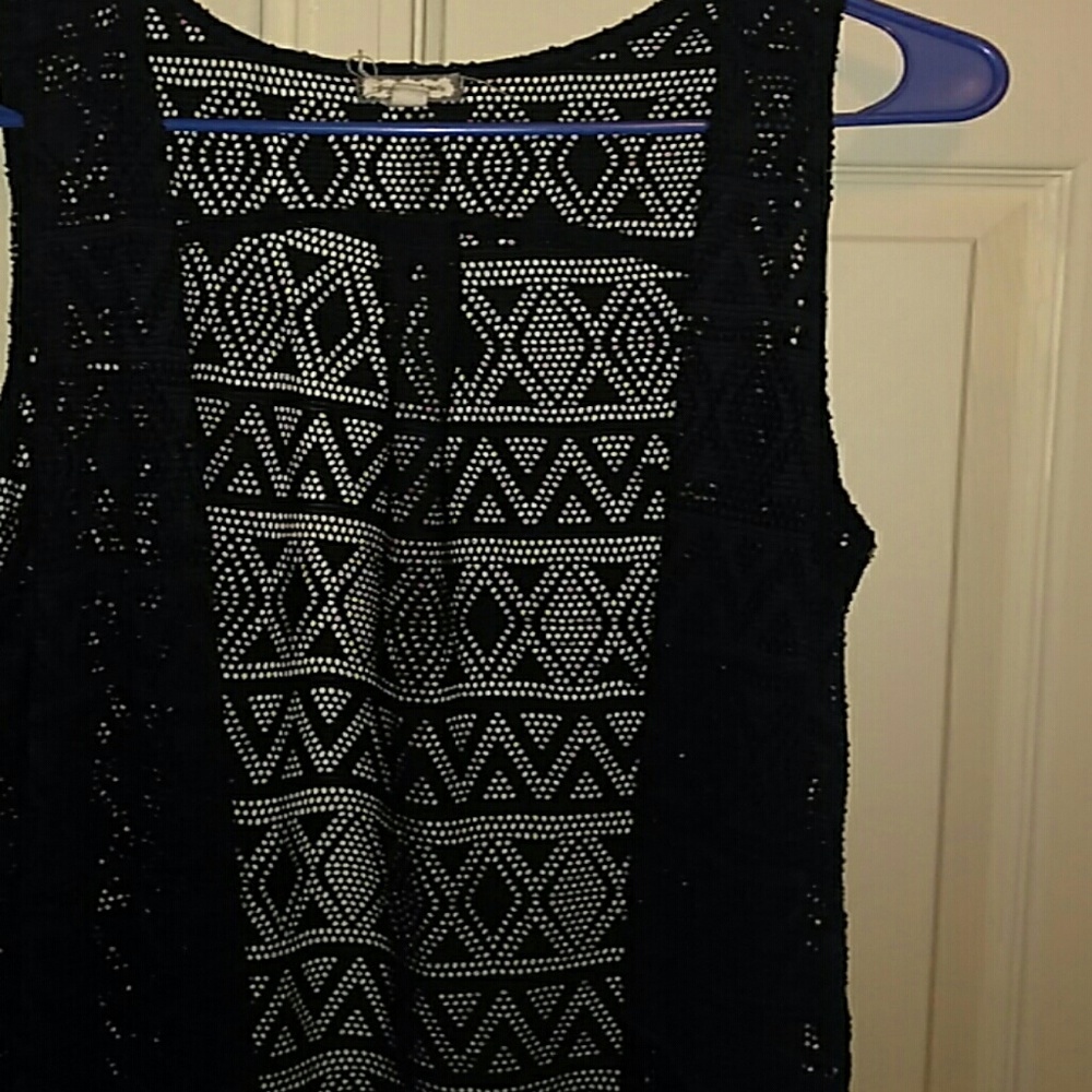 Black crochet vest