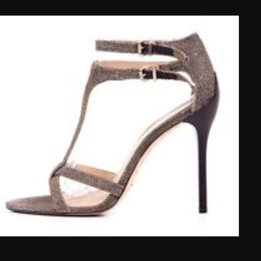 B Brian Atwood Silver & Gold Glitter Sparkle Heel