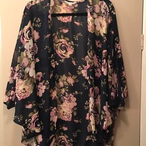 Floral print kimono