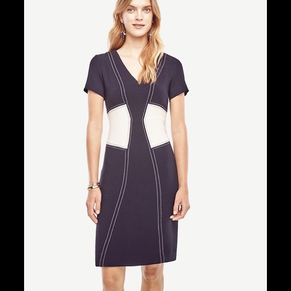 🎊HP💗Ann Taylor stitch bodice sheath color block - Picture 2 of 7