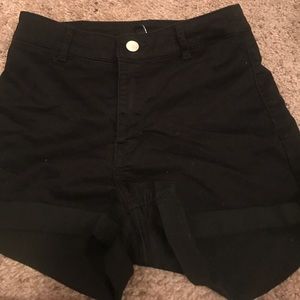 Black denim shorts