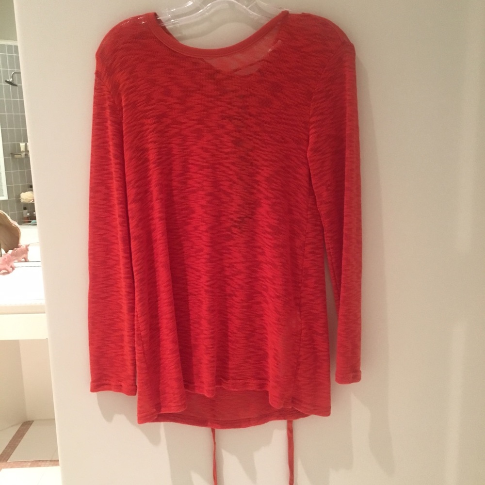 Cross cross back long sleeve orange top