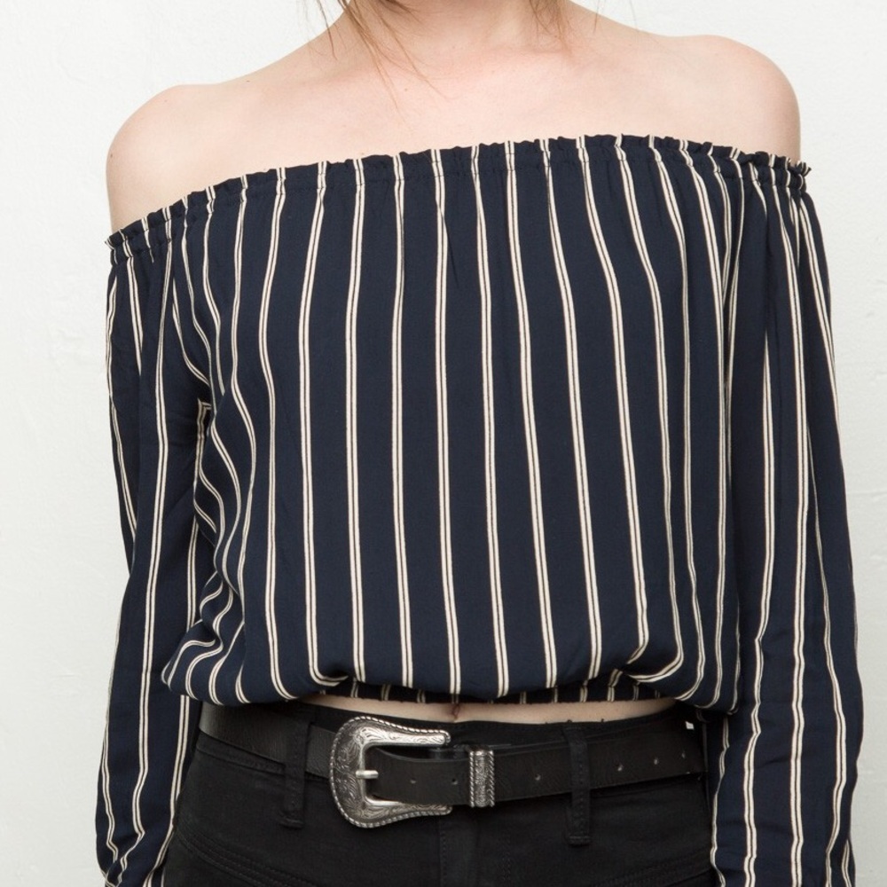 Brandy Melville navy striped Maura top - Picture 1 of 4