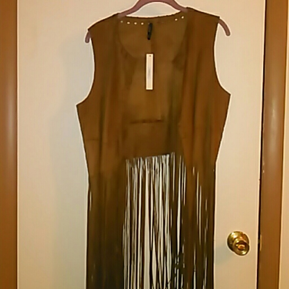 Boho brown fringe vest