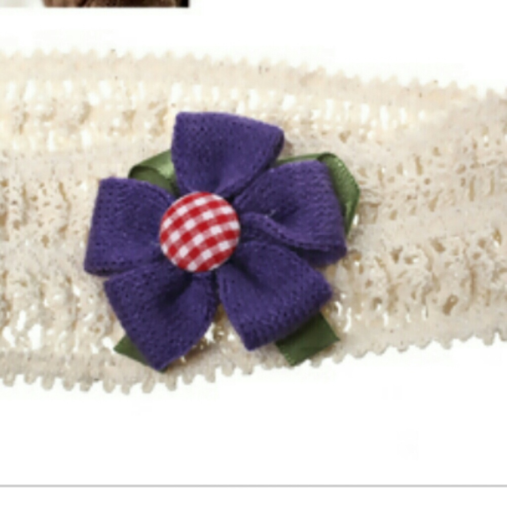 🆕GIRLS COTTON ELASTIC PURLPE FLOWER HEADBAND