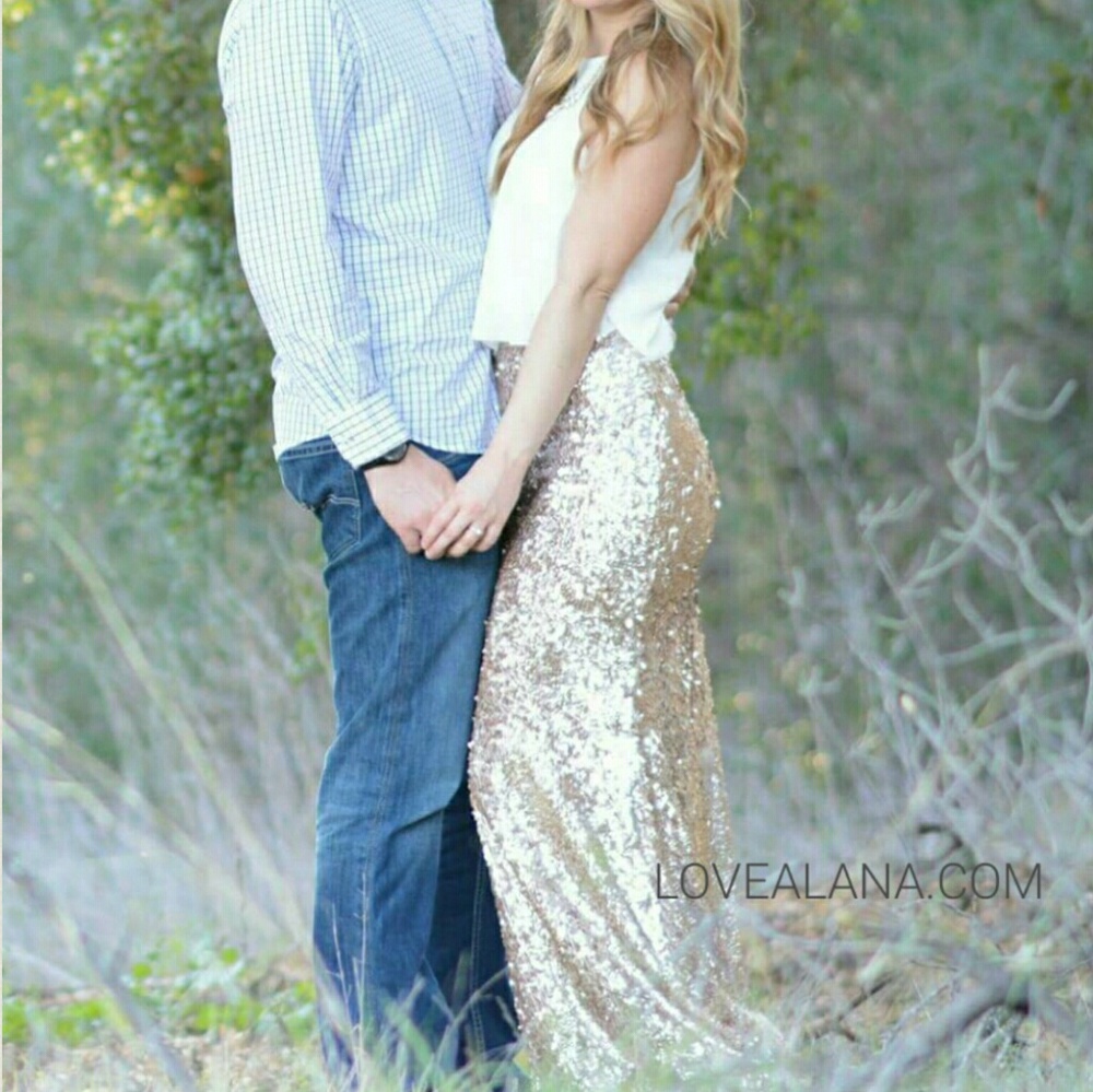 Champagne Sequin Maxi Skirt (S,M,L,XL)