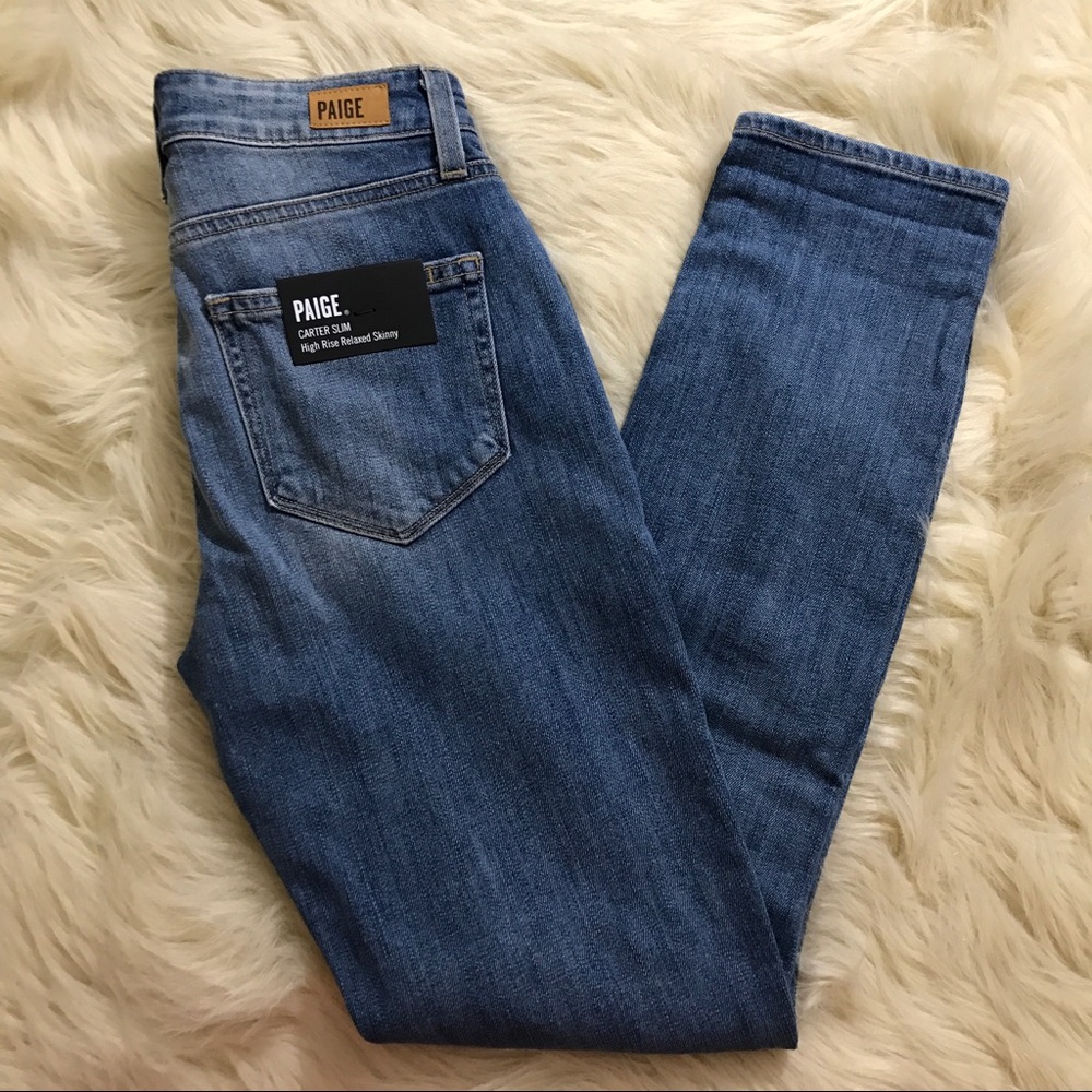 PAIGE carter slim high rise destroyed skinny jeans - Picture 3 of 6