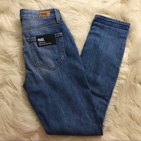 PAIGE carter slim high rise destroyed skinny jeans - Picture 3 of 6