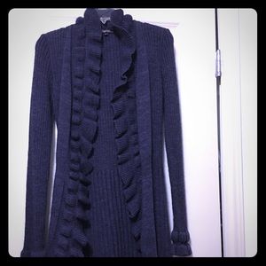 Open purple ruffle cardigan