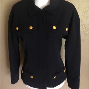Vintage Chanel boutique navy wool jacket Blazer Vintage Chanel boutique navy wool jacket Blazer