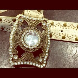 White embellished belt