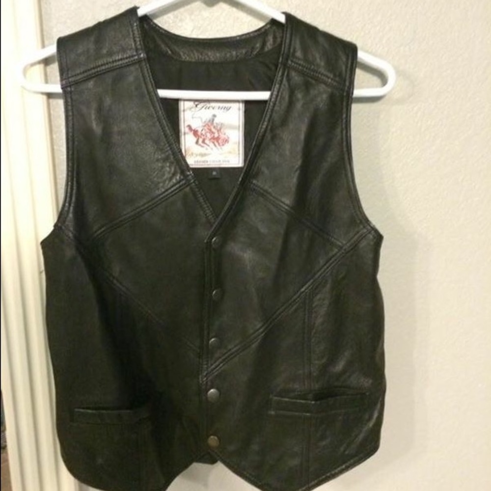 Black leather vest