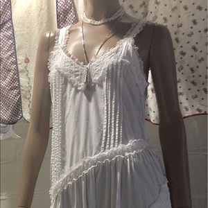 VTG 70's White "Gunnie-Sax" Type Boho Wedding DRSS