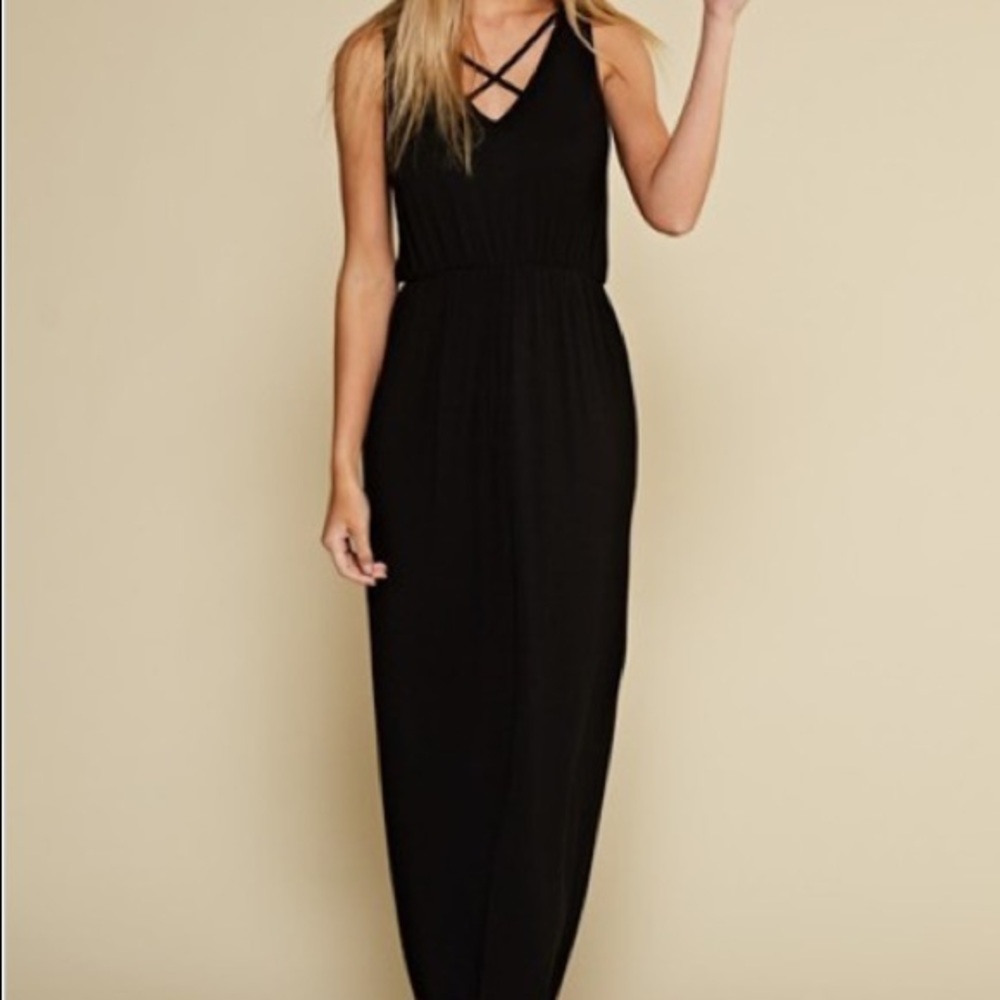Black Maxi with criss cross neckline