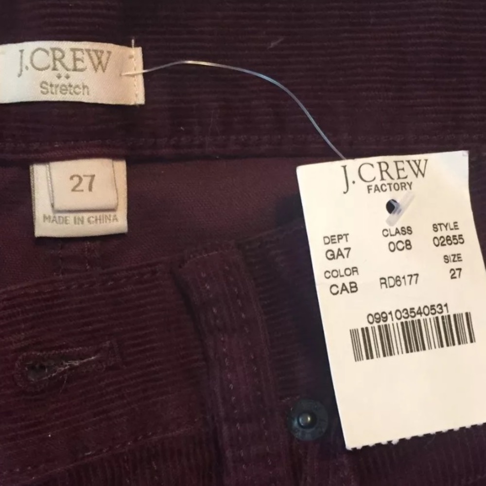 J CREW NWT Toothpick Corduroys size 27-sold out!