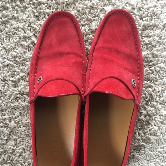 Gucci moccasins in rosso red suede: 100% Authentic main image 7