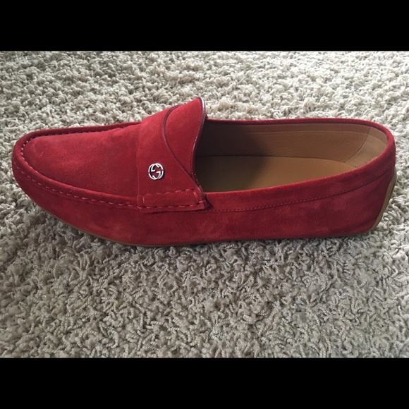 Gucci moccasins in rosso red suede: 100% Authentic