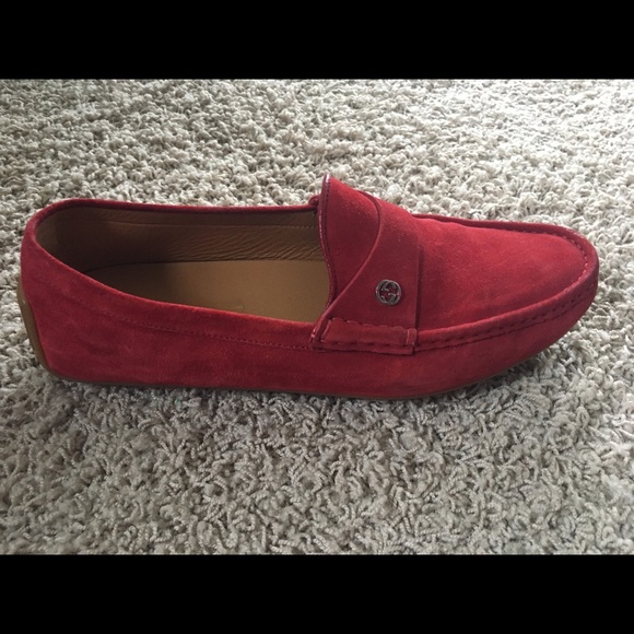 Gucci moccasins in rosso red suede: 100% Authentic main image 3