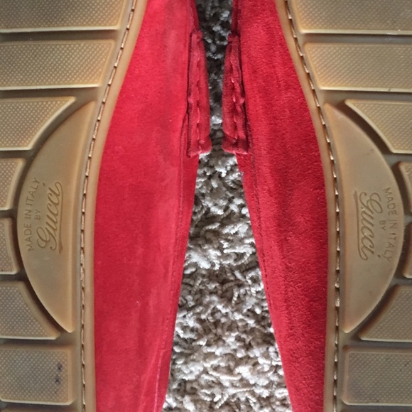 Gucci moccasins in rosso red suede: 100% Authentic main image 4