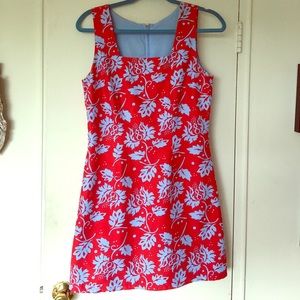 Red and egg shell blue vintage dress.