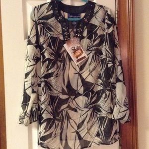 Long sleeve sheer tunic