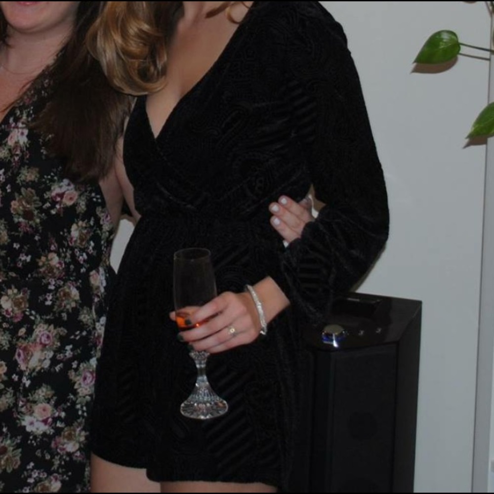 Velour black romper with paisley design