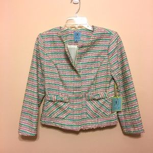 CeCe by Cynthia Steffe Neon Tweed Jacket Size 2
