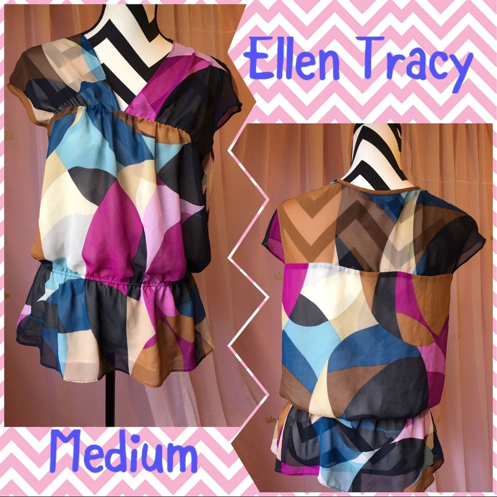 Ellen Tracy M Mosaic Blouse