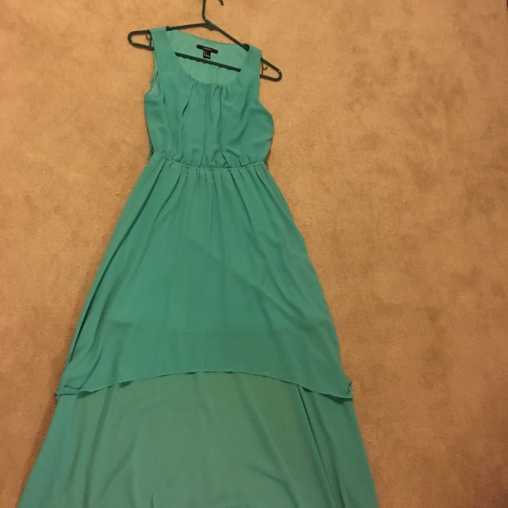 Teal high low dress