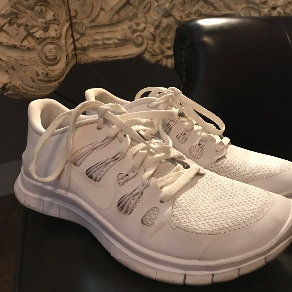 All White Nike Free 3.0 - Customized