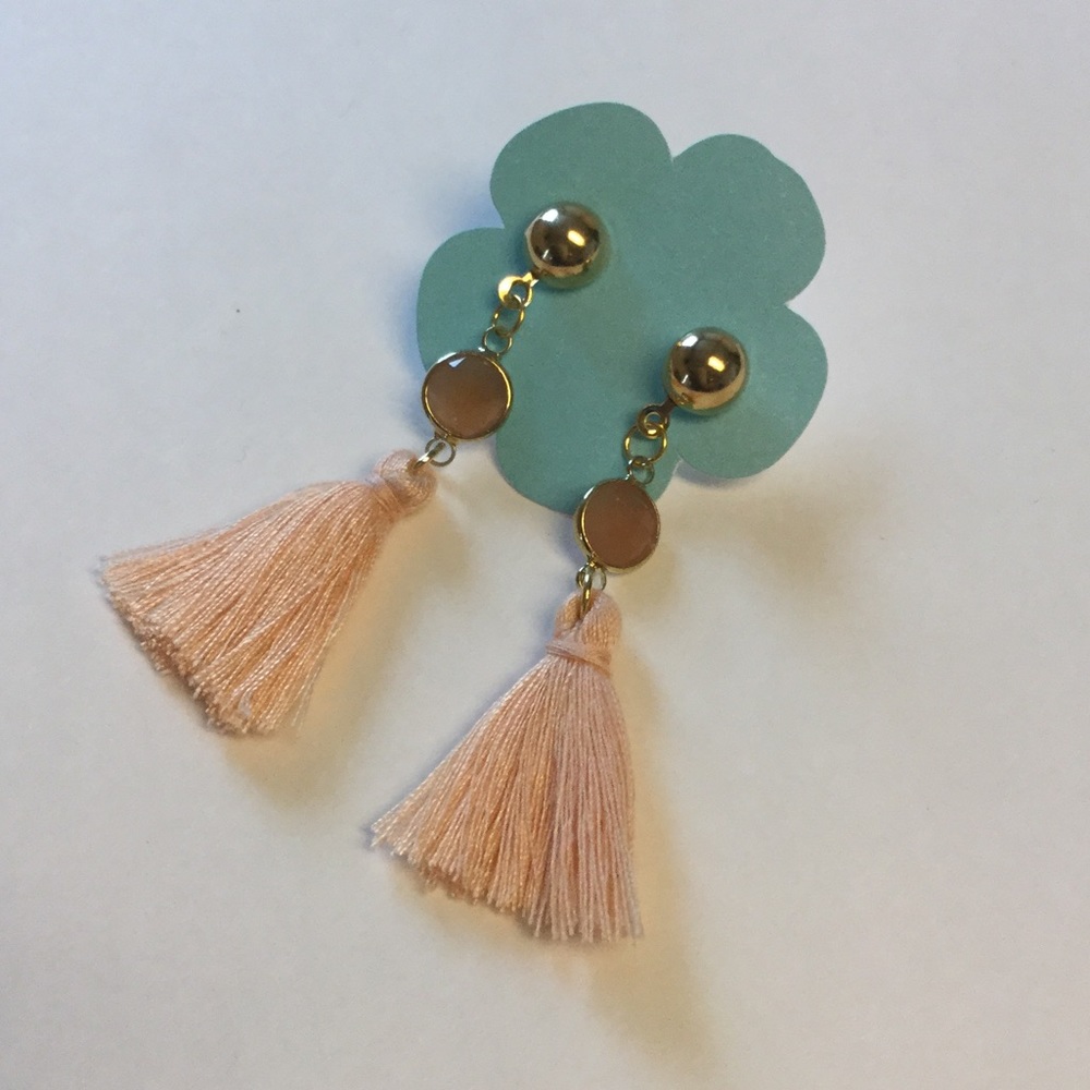 Tassel cotton and Crystal Gold earrings