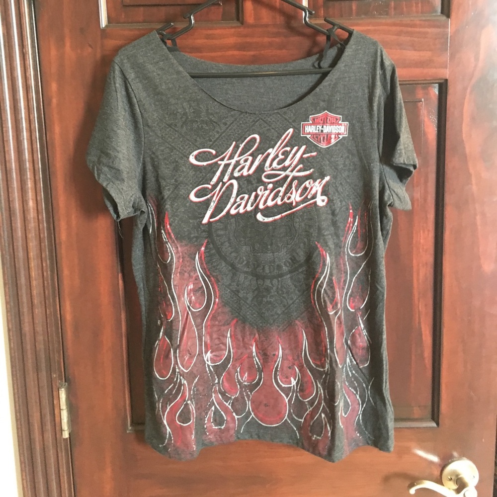 Harley Davidson open neck tee