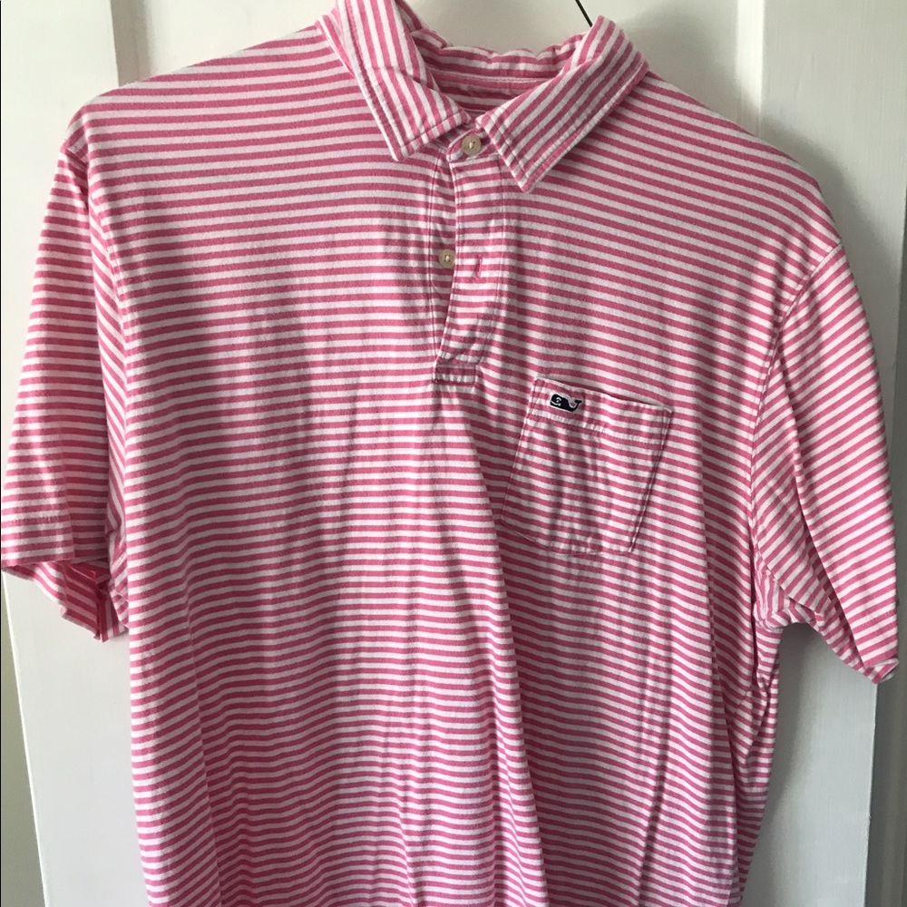 Pink and White Striped Vineyard Vines Shirt