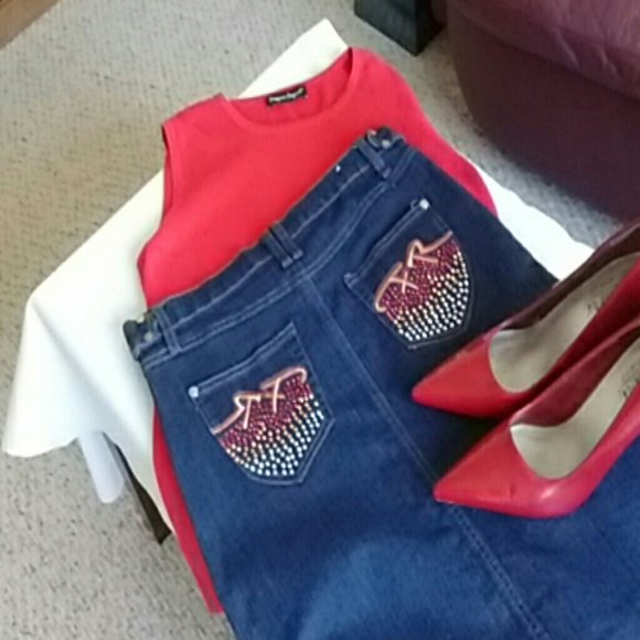 Out Jeans Dresses & Skirts - Blingy Pocket Denim Skirt