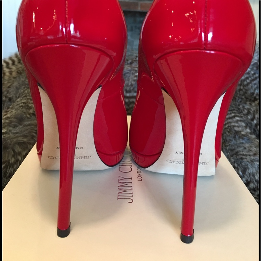 Jimmy Choo Quiet Patent Leather Peep Toe Pump - Picture 2 of 8