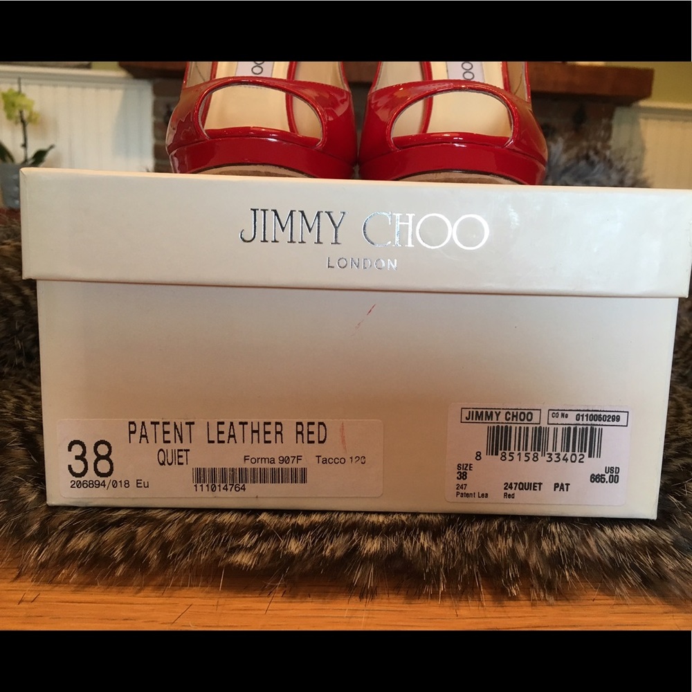 Jimmy Choo Quiet Patent Leather Peep Toe Pump - Picture 4 of 8