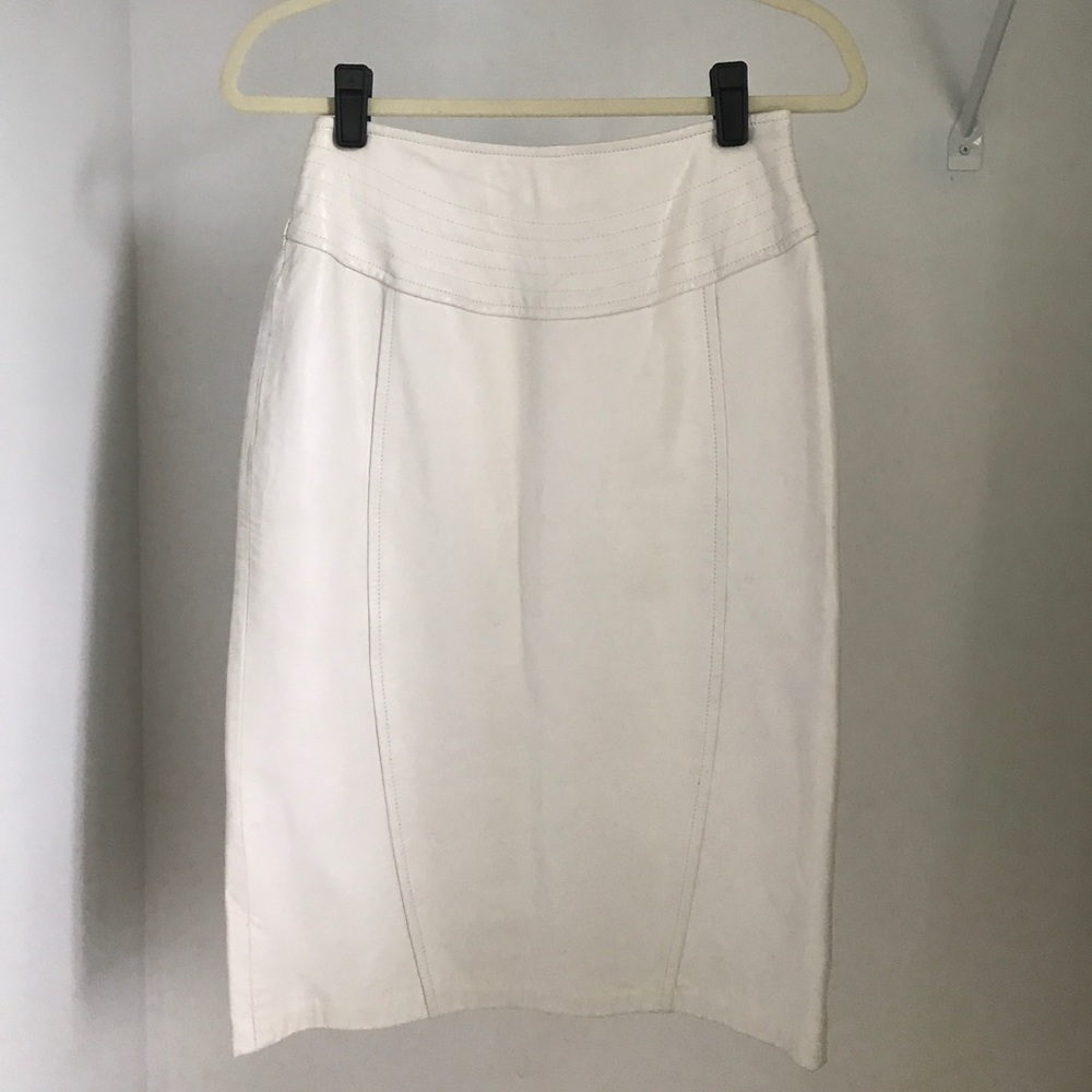 White leather pencil skirt