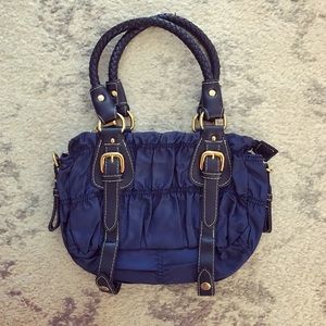 Navy blue quilted nylon purse