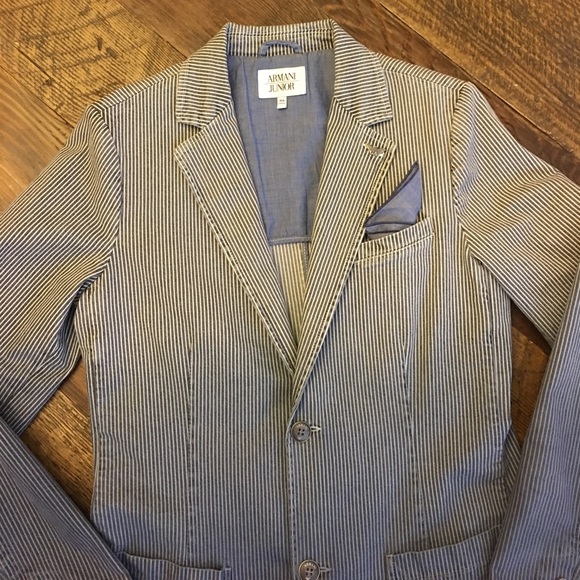 Armani Junior Striped Seersucker Jacket - Picture 2 of 8