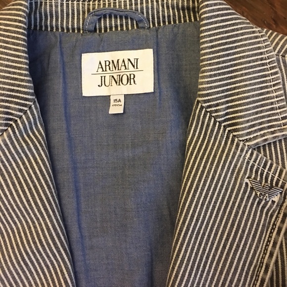 Armani Junior Striped Seersucker Jacket - Picture 3 of 8