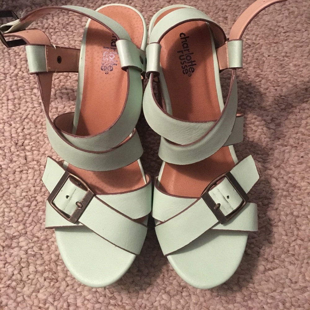 Mint green wedges