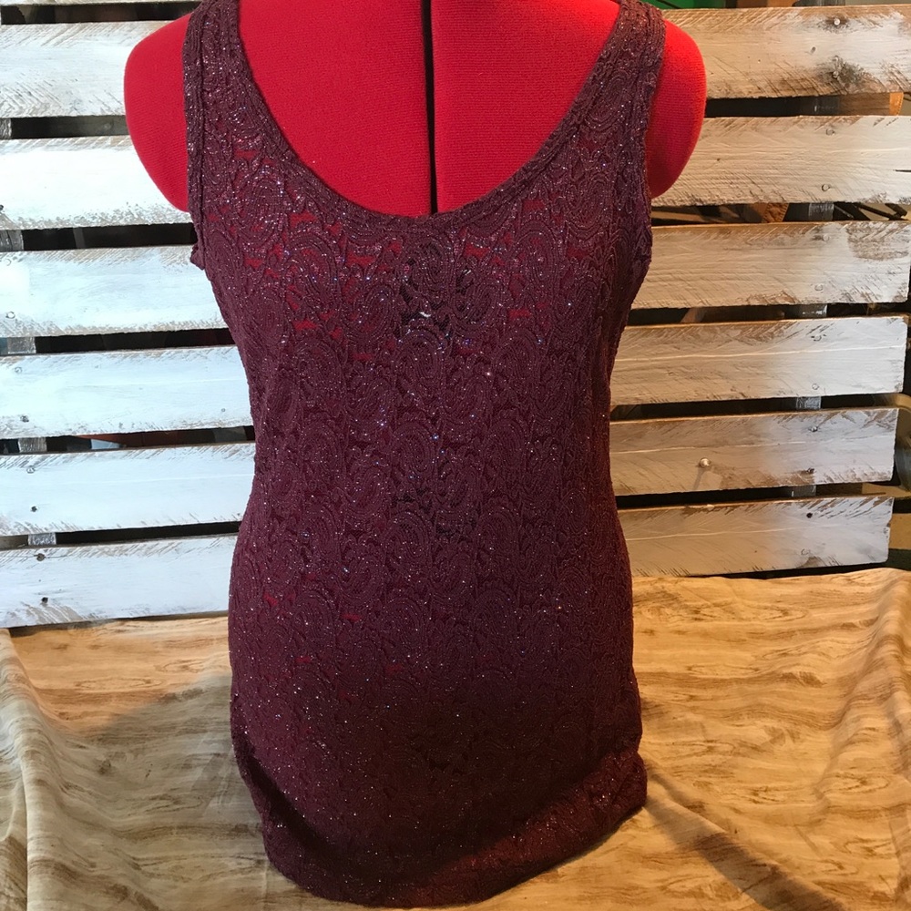 BKE Glitter and Lace Tank LARGE