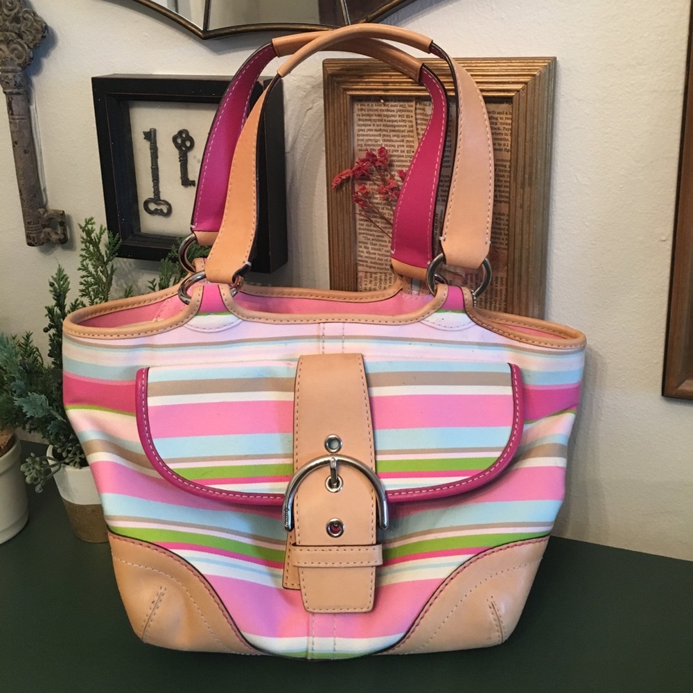 Striped Coach Handbag