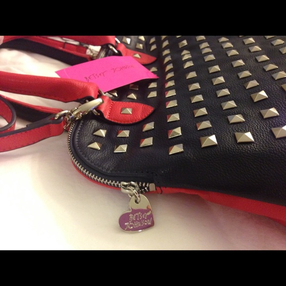 Betsey Johnson Navy/Red Spring Studdin Satchel - Picture 4 of 8
