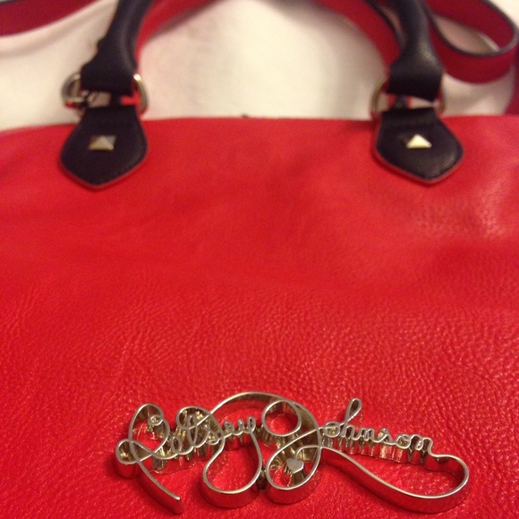 Betsey Johnson Navy/Red Spring Studdin Satchel - Picture 5 of 8