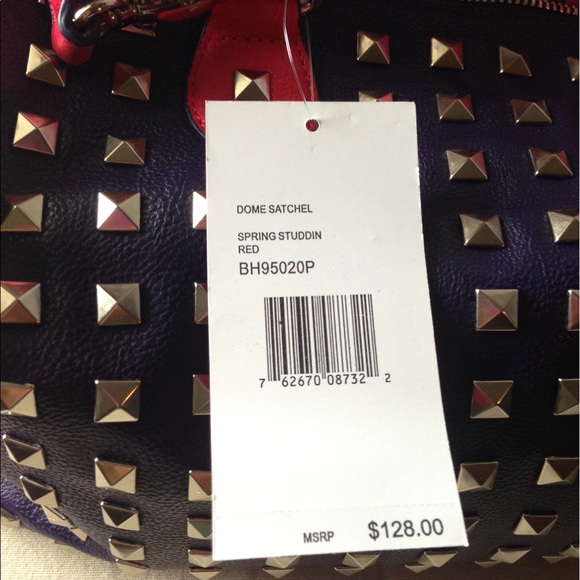 Betsey Johnson Navy/Red Spring Studdin Satchel - Picture 8 of 8